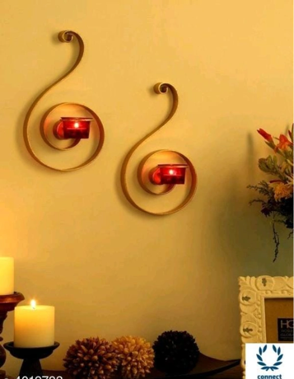 Amazing Iron Wall Scones With Candle Holder - Iron, Set of 2